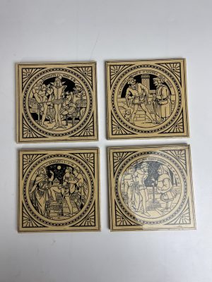 Set of four Minton tiles